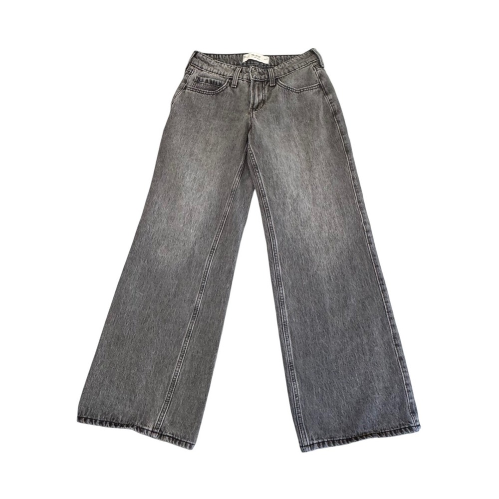 Hollister Wide Leg Flare Jeans in Washed Gray